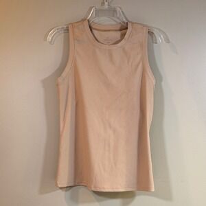 Freely Ribbed Tank Top Women L Tan Keyhole Racerback Activewear Gym Workout EUC